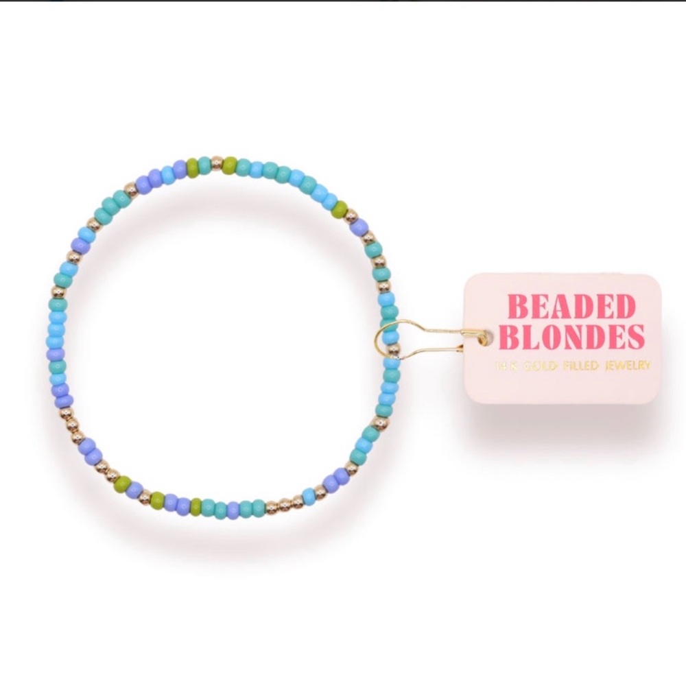 BEADED BLONDES Blue & Green Sprinkle Anklet